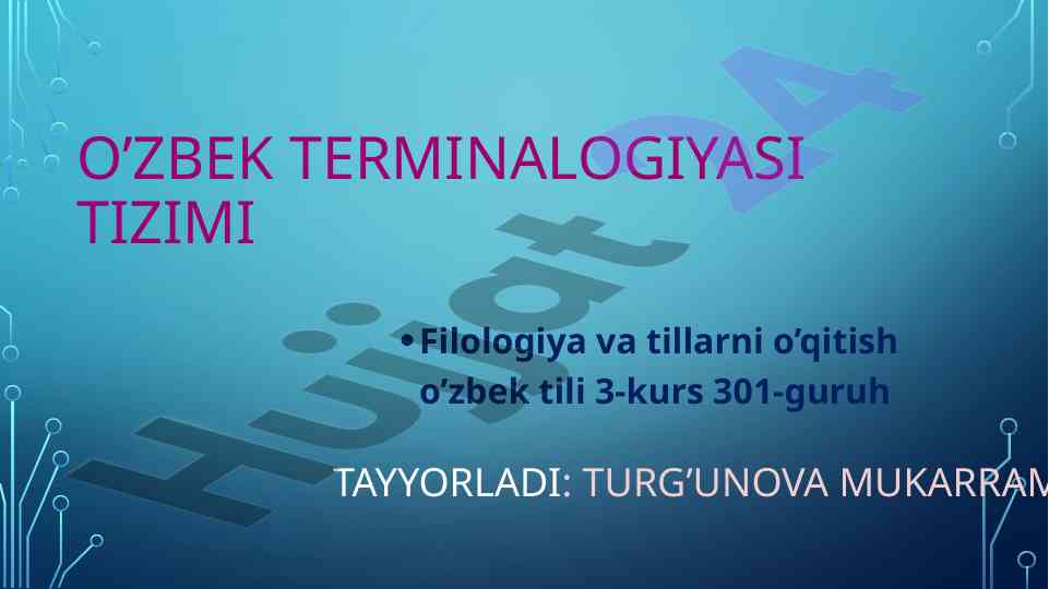 Terminologiyaning o‘rni va roli o‘zbek tilida