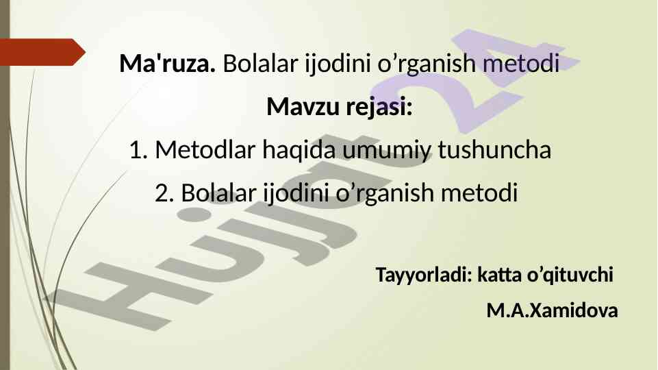 Bolalar ijodini o‘rganish metodi tushunchalari