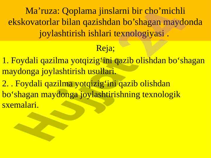 Qoplama jinslarni qazish texnologiyasi va joylashtirish