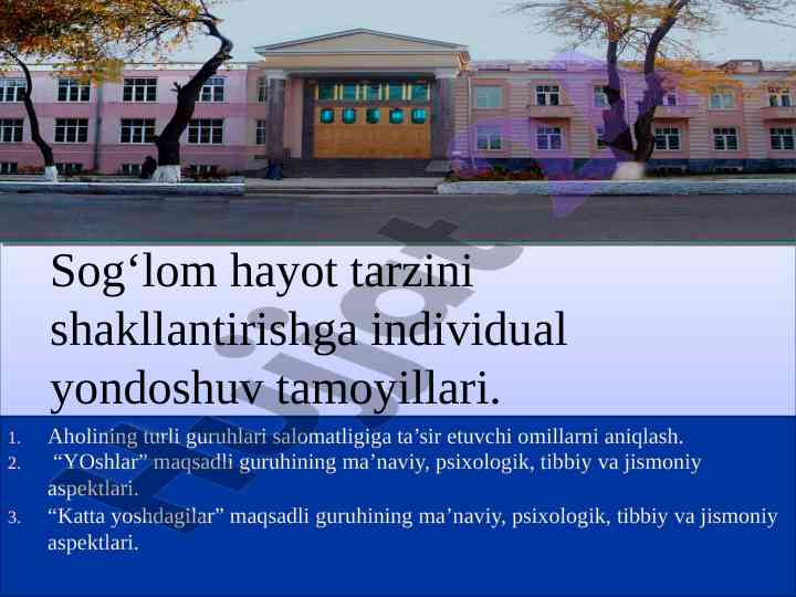 Sog‘lom hayot tarzini shakllantirish tamoyillari