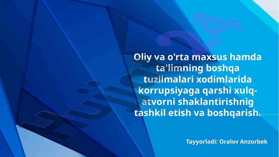 Oliy ta'limda korrupsiyaga qarshi kurash tashkiloti