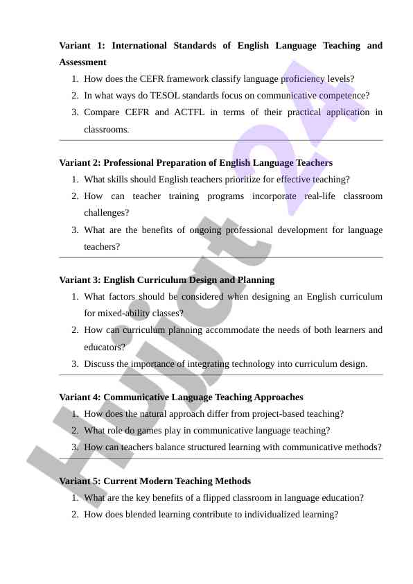 English language teaching and assessment standards