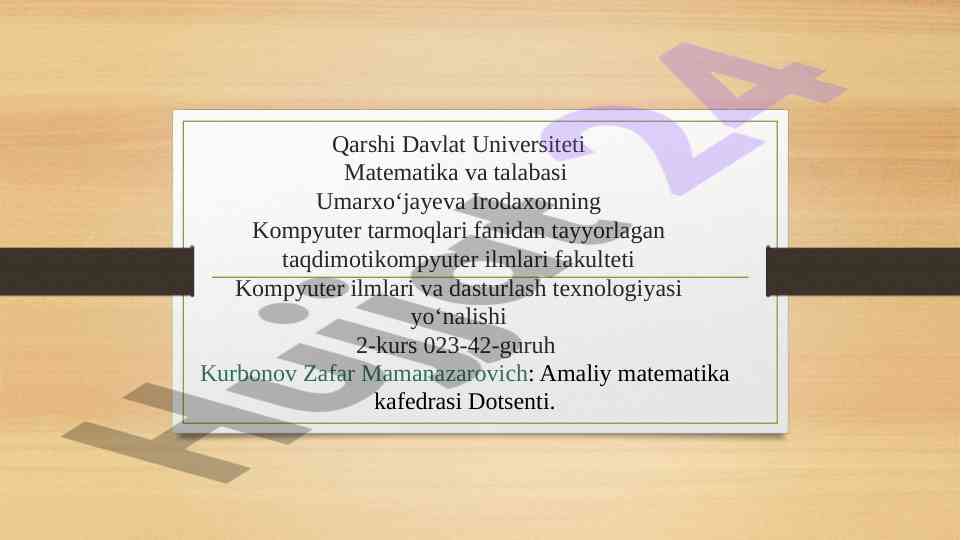 Kompyuter tarmog'i protokollari haqida taqdimot