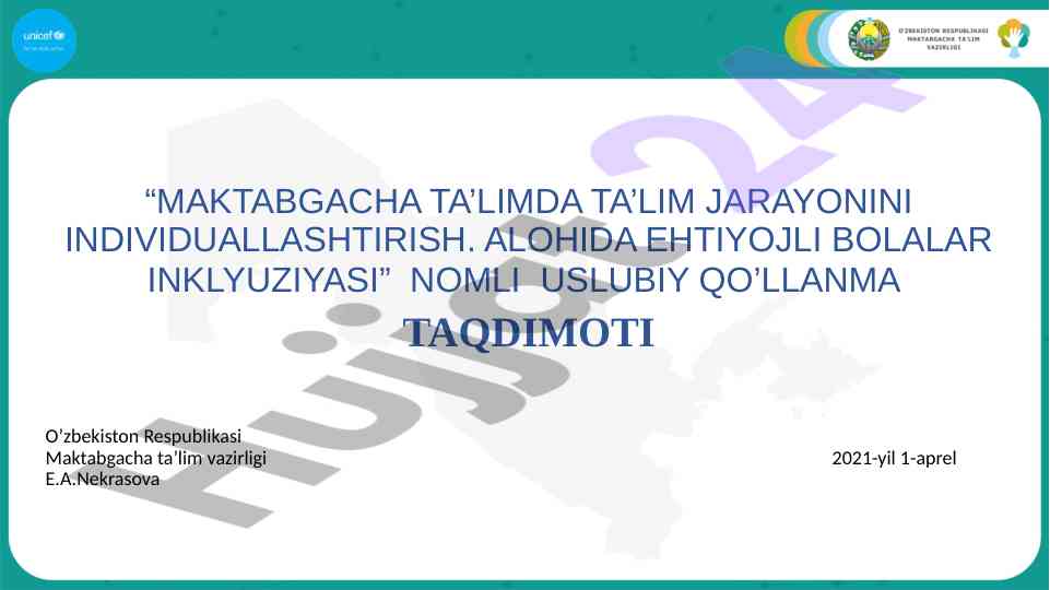 Maktabgacha ta’limda ta’lim jarayonini individuallashtirish