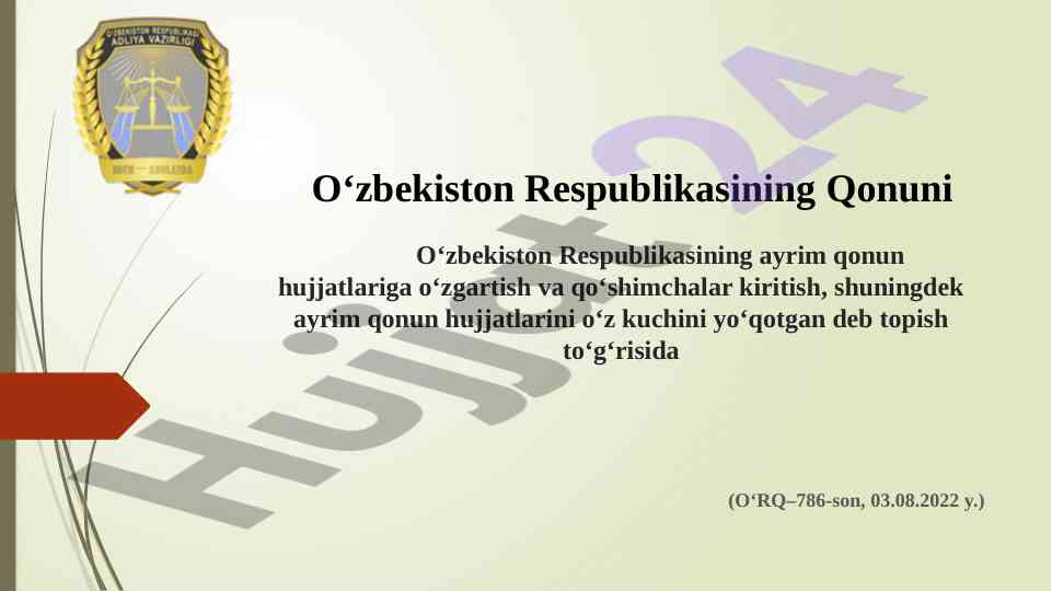 Oʻzbekiston respublikasi qonuniga oʻzgartishlar kiritish