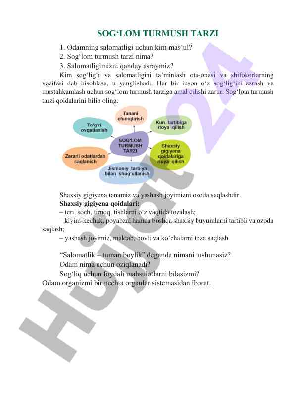 Sog‘lom turmush tarzi va salomatlikni asrash