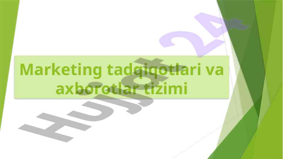 Marketing tadqiqotlari va axborotlar tizimi