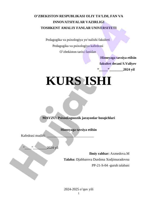 Psixodiagnostik jarayonlar bosqichlari