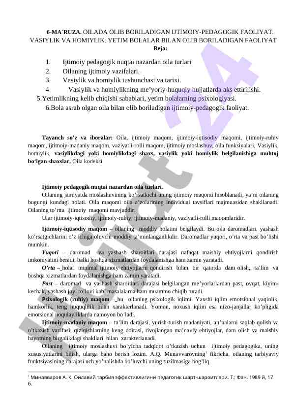 Oila va ijtimoiy-pedagogik faoliyat