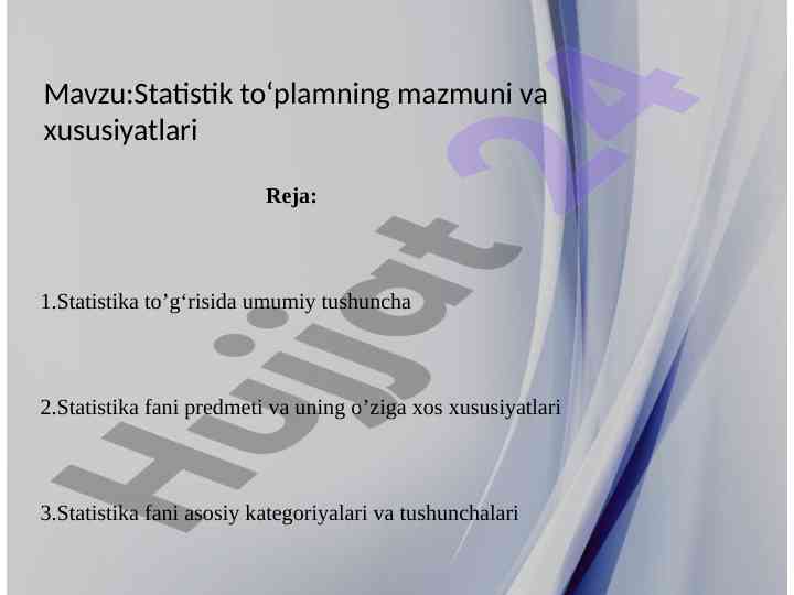 Statistika fani asosiy kategoriyalari va tushunchalari
