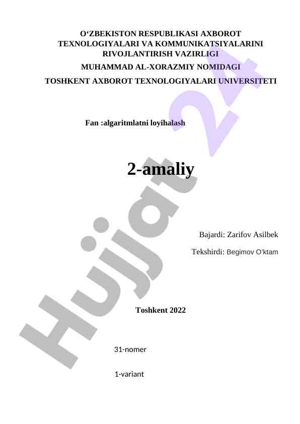 Algaritmlatni loyihalash amaliyoti