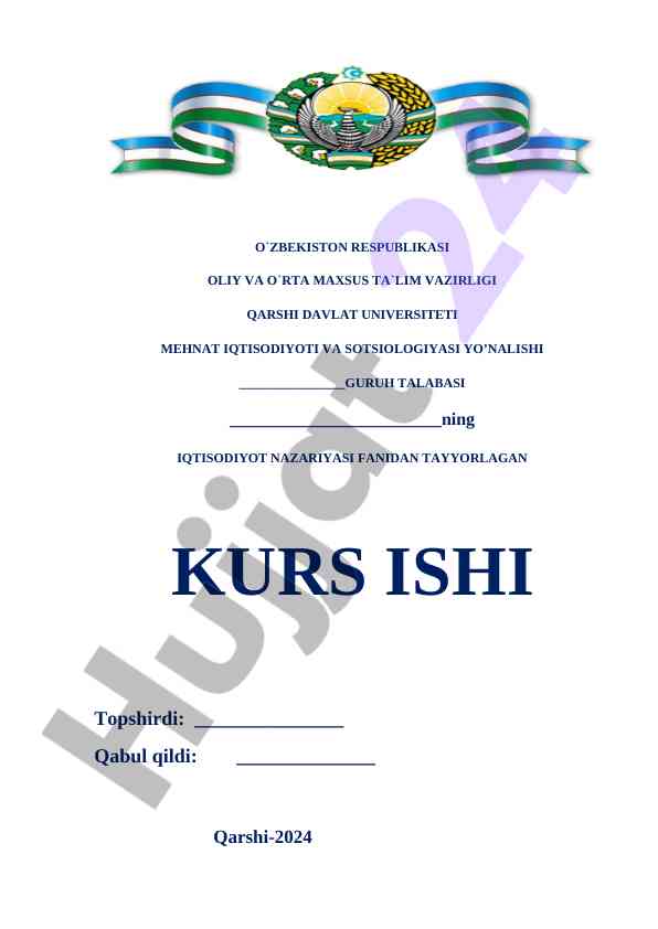 Monopoliyaning iqtisodiy asoslari kurs ishining ta'rifi