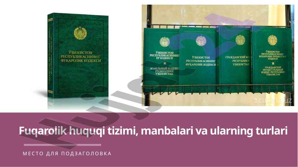 Fuqarolik huquqi tizimi va ularning turlari
