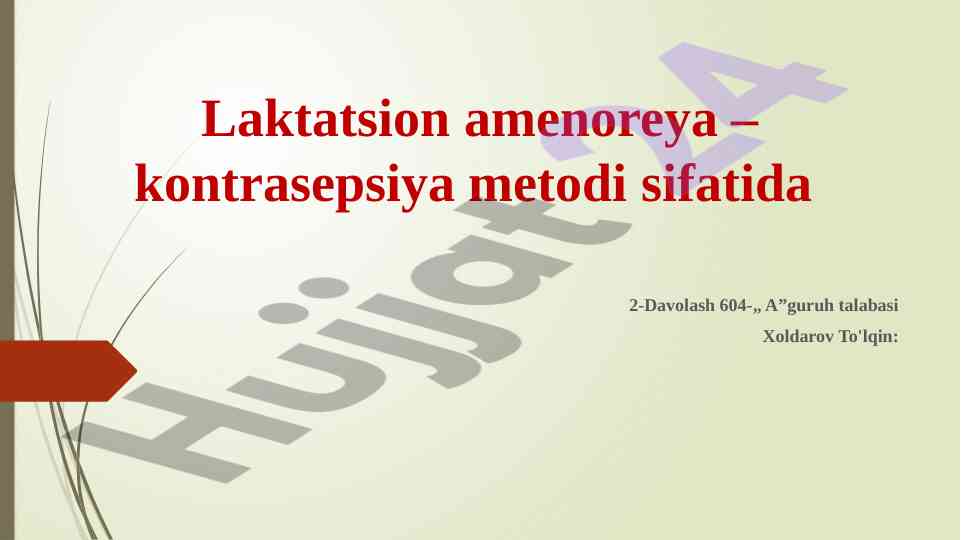 Laktatsion amenoreya kontrasepsiya metodi sifatida
