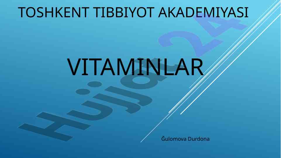 Vitaminlar organizmning rivojlanishi uchun zarur moddalardir