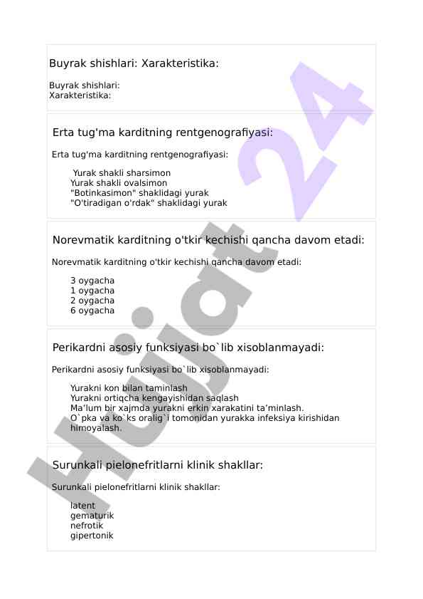 Buyrak shishlari va ularning klinik xususiyatlari