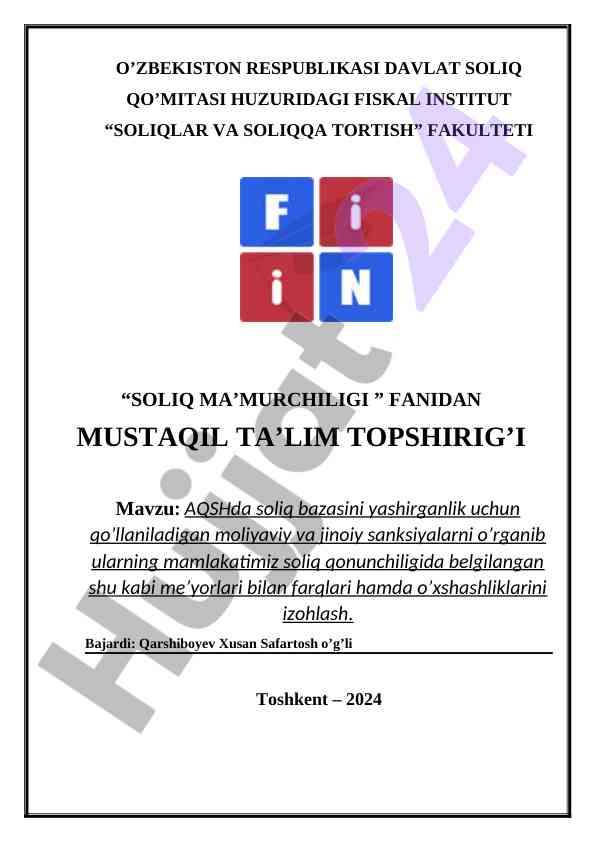 Aqshda soliq bazasini yashirish jinoiy sanksiyalari