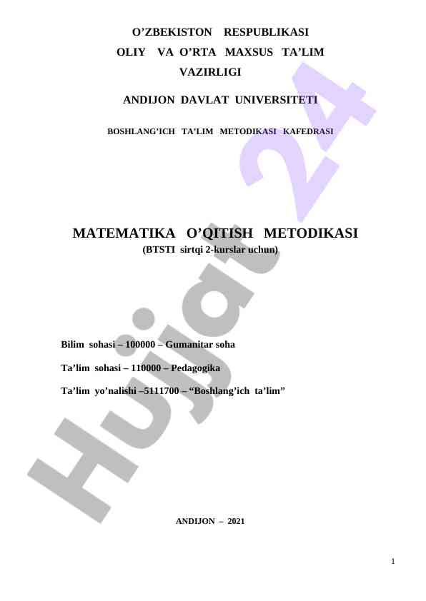 Boshlang‘ich ta’lim metodikasi o‘quv qo‘llanmasi