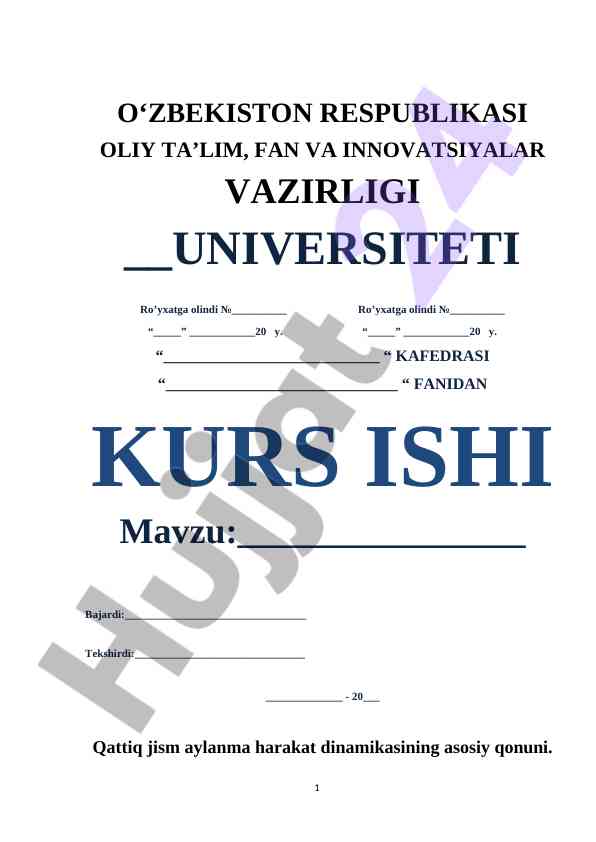 Qattiq Jism Aylanma Harakat Dinamikasi