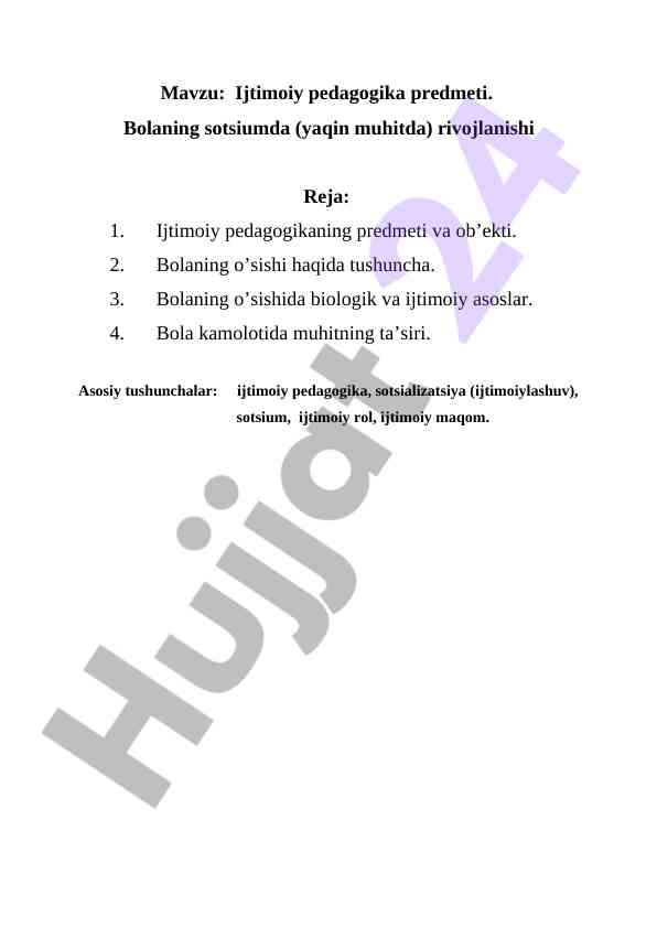 Ijtimoiy pedagogika va bolaning rivojlanishi