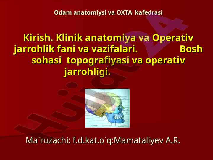 Klinik anatomiya va operativ jarrohlik fani