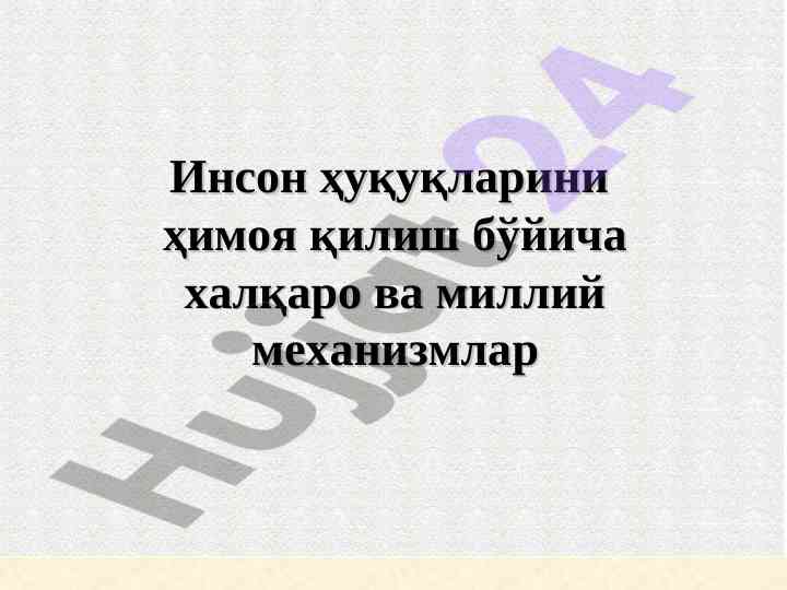 Инсон ҳуқуқларини ҳимоя қилиш механизмлари