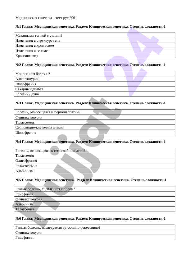 Медицинская генетика тесты и болезни