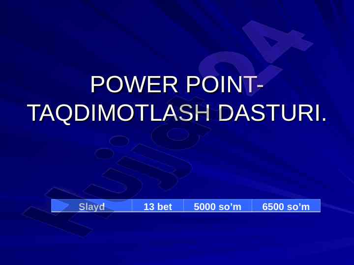 Power point taqdimotlash dasturi bo'yicha qo'llanma