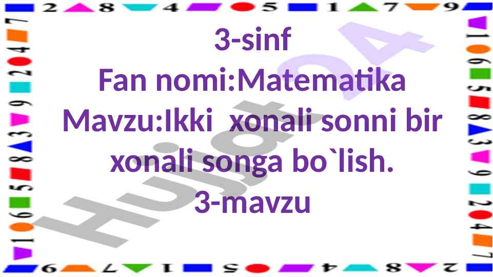 Ikki xonali sonni bir xonali songa bo'lish