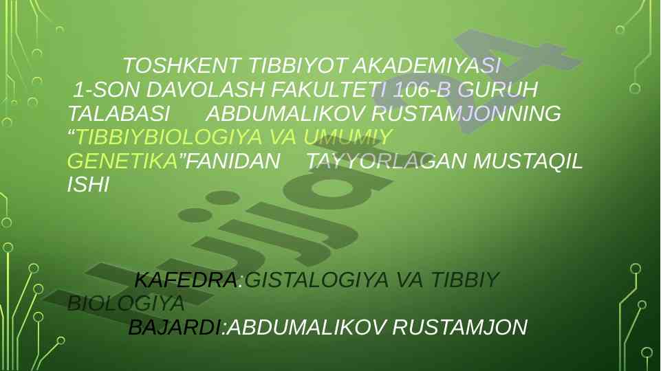 Tiribikning molekulyar asoslari va irsiyat