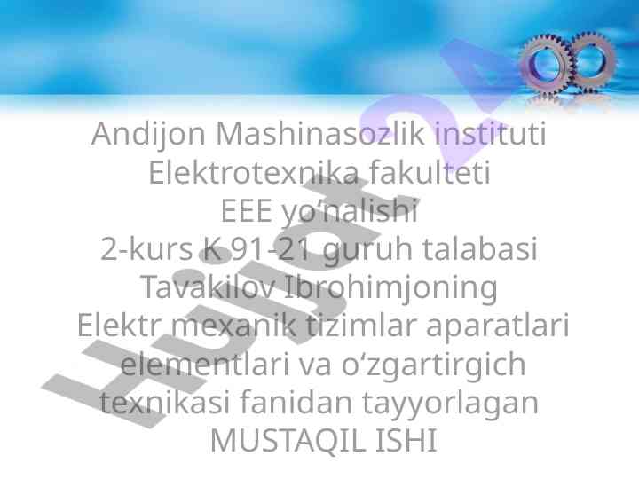 Avtomatik uzgichlar: elektr mexanik tizimlar