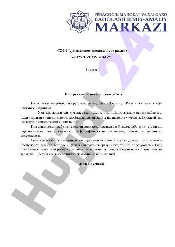 Instruktsiya po vypolneniyu raboty po russkomu yazyku