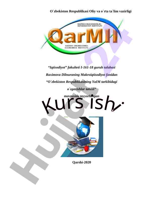 O‘zbekiston respublikasining yaim tarkibidagi o‘zgarishlar tahlili