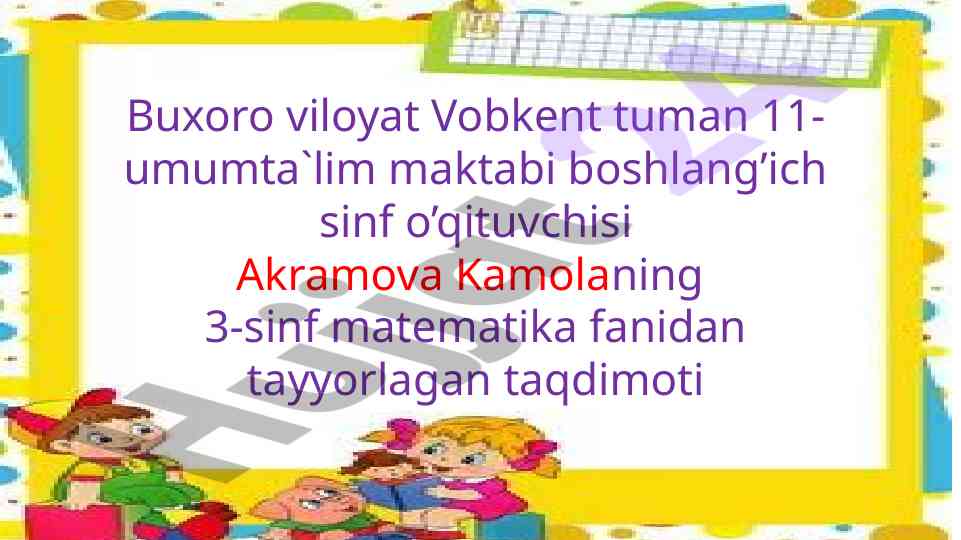 Matematika fanidan nazorat ishiga tayyorlangan taqdimot