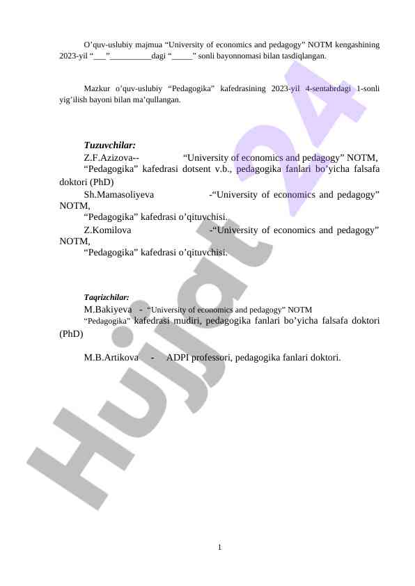 O‘quv-uslubiy majmua universiteti pedagogikasi