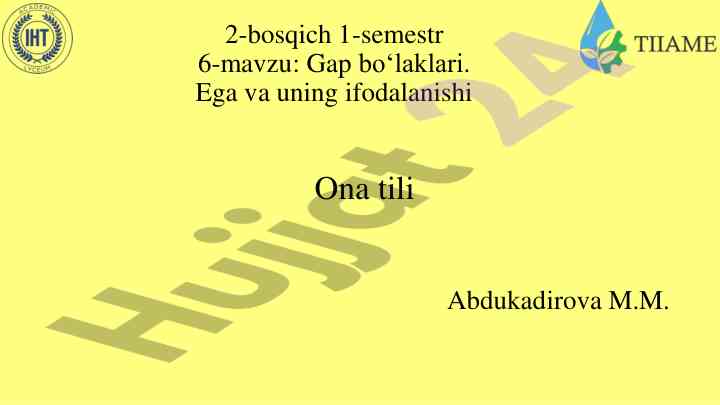 Gap bo‘laklari: bosh va ikkinchi darajali bo‘laklar