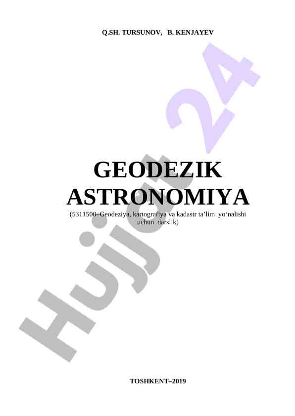 Geodezik astronomiya darslik o‘quv qo‘llanmasi