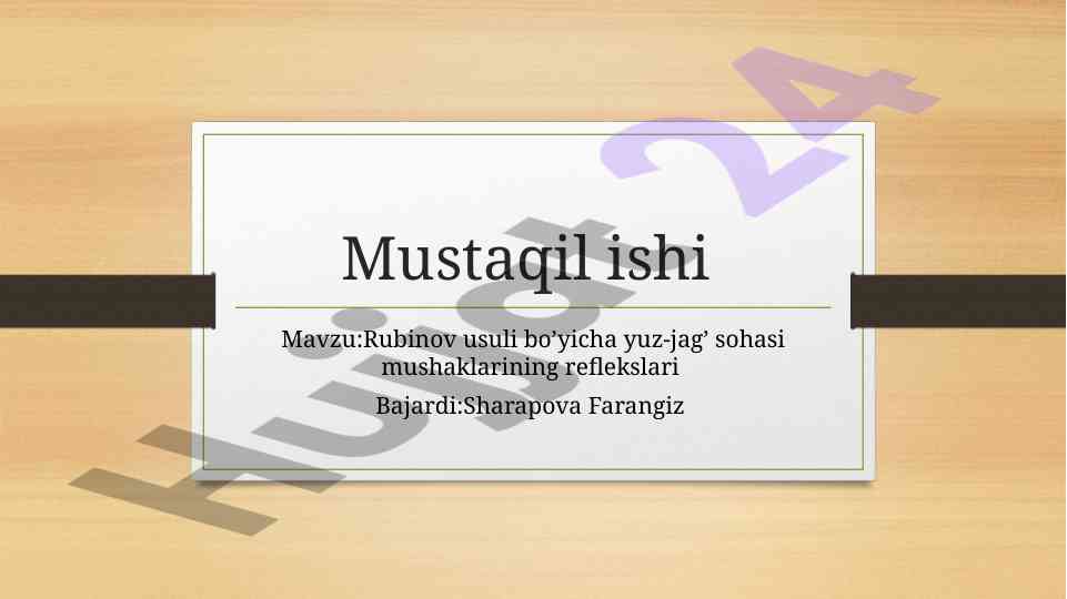 Rubinov usuli yuz-jag' mushaklari reflekslari tadqiqoti