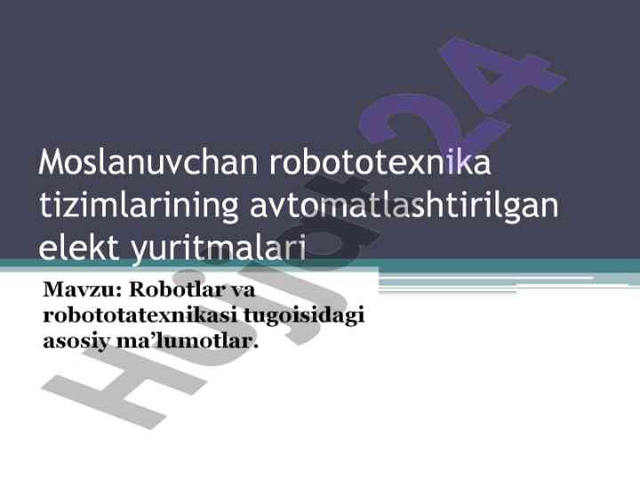 Avtomatlashtirilgan elekt yuritmalari va robot texnikasi