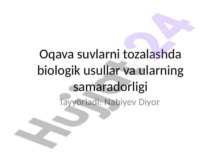 Oqava suvlarni tozalashda biologik usullar