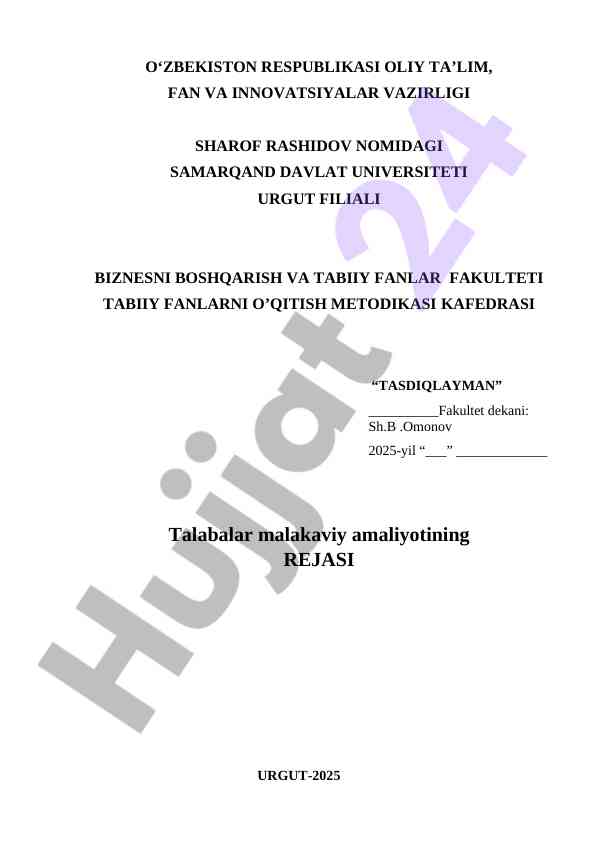 Talabalar malakaviy amaliyoti rejasi 2025