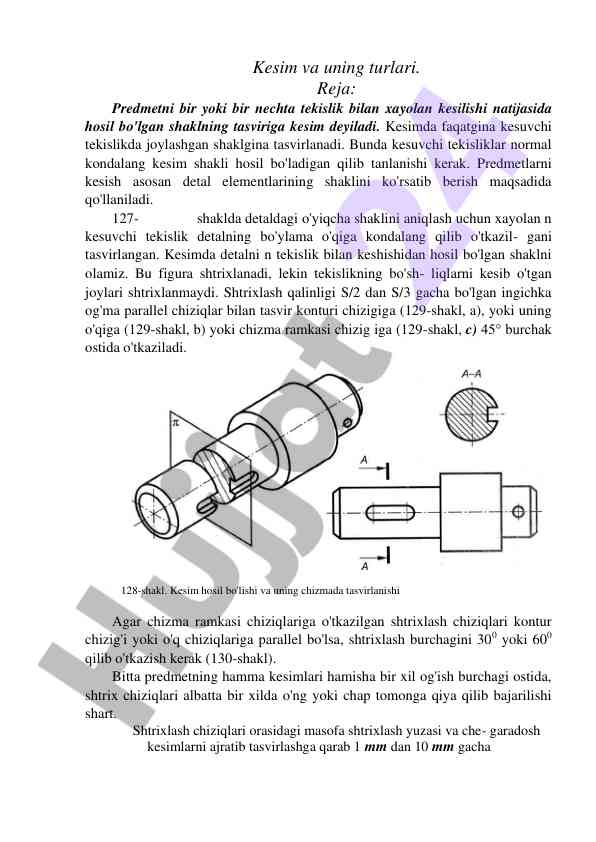 Kesim va uning turlari haqida ma'lumot