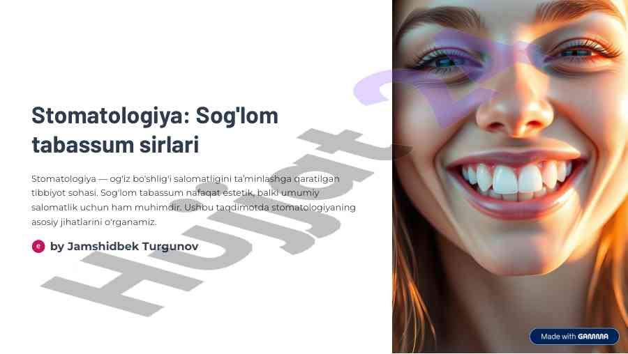 Stomatologiya sog'lom tabassum sirlari ta'lim taqdimoti