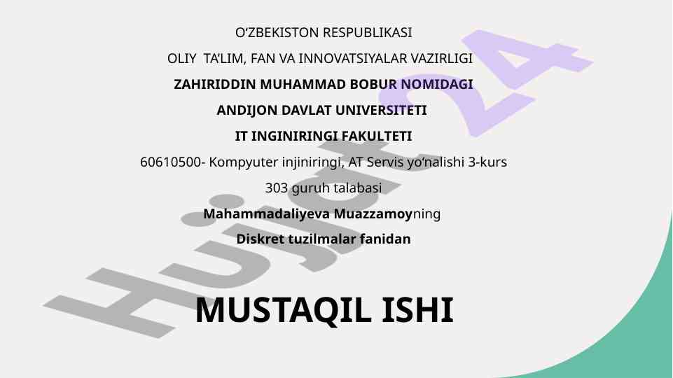Diskret tuzilmalar fanidan mustaqil ish