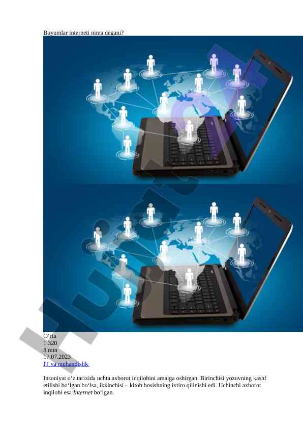 Buyumlar interneti: innovatsiya va rivojlanish