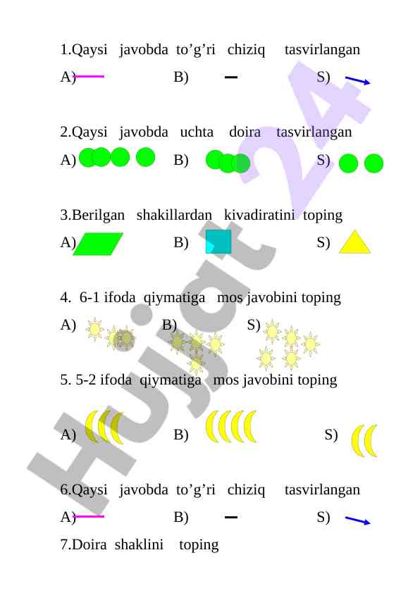 Matematik test savollari tahlili