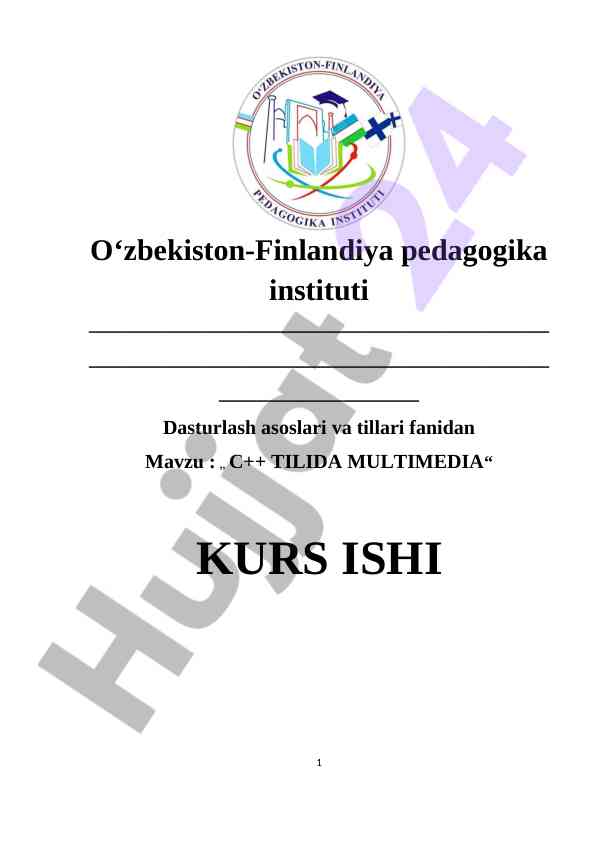 C++ tilida multimedia kurs ishi mundarijasi