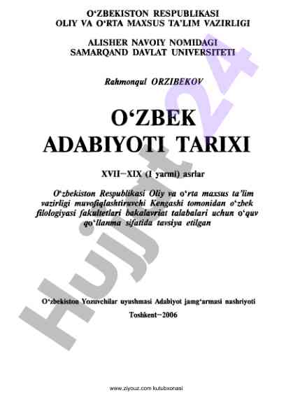 O'zbek adabiyoti tarixi xviii-xx asrlar