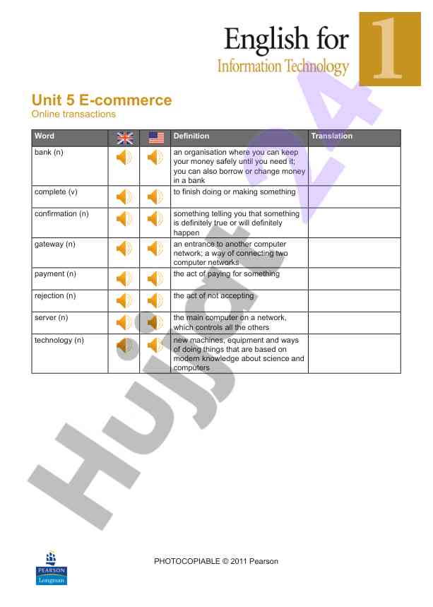 E-commerce online transactions word definitions