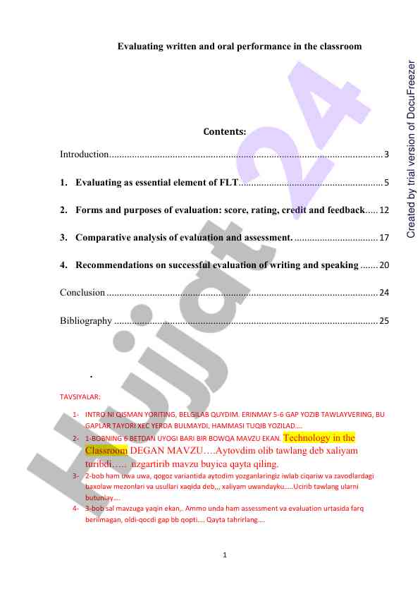Evaluating performance in foreign language teaching